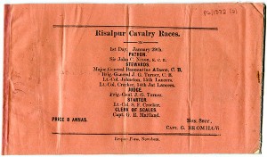 Souvenir programme of the Risalpur Cavalry Races