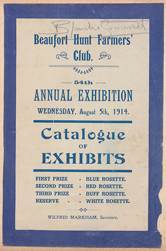 Programme of the Beaufort Hunt Farmers’ Club Annual Exhibition