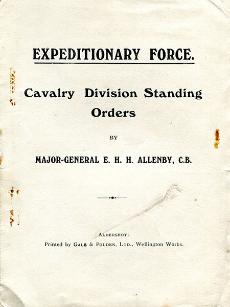 Expeditionary Force Cavalry Division Standing Orders by General Allenby