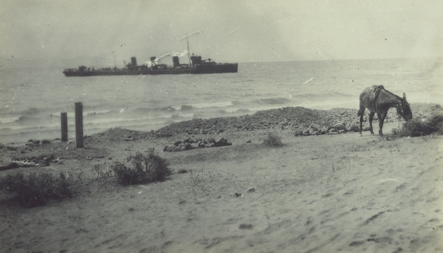 A destroyer off Gully Beach
